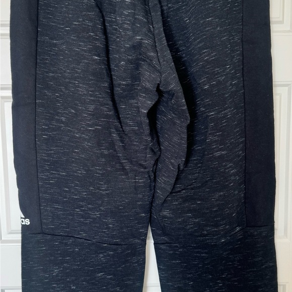 Adidas Mens Jogger Pants‎ Size M Fleece Zip Taper Ankle Black Heather Work Out - Picture 2 of 12